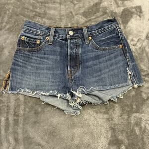 Vintage Levis 501 Jeans Shorts Womens Sz.25 Blue Button Fly‎ Raw Hem Daisy Dukes